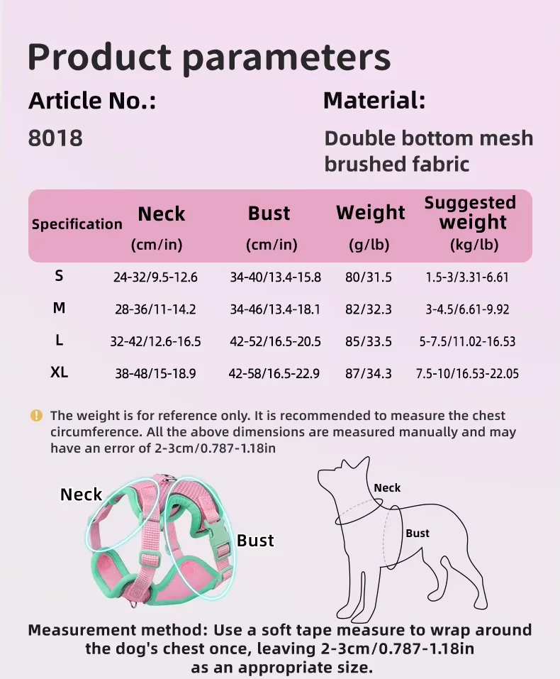 Hot Selling Colorful Vest Style Dog Cat Breathable Harness Leash Adjustable Anti Escape Outdoor Pet Products3