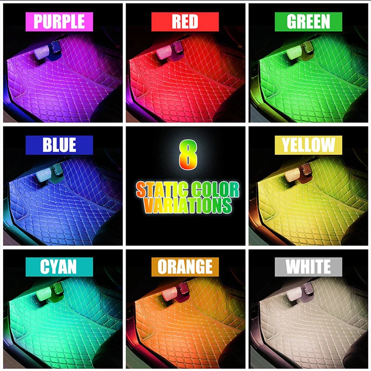 Разноцветная RGB Светодиодная лента с USB-зарядкой для украшения интерьера автомобиля, освещение с управлением через приложение и пультом дистанционного управления