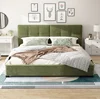 Olive Green + Plywood + Upholstered + Velvet +King