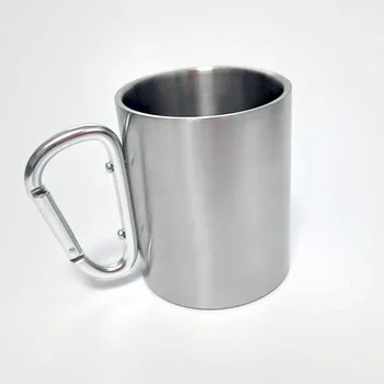 CITIOH Outdoor Camping Stainless Steel Tumbler 220ml 300ml 304 Double-Layer Rust Proof Carabiner Handle for Coffee Adventure