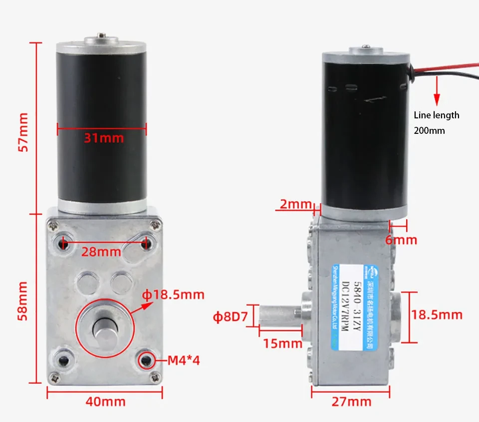 Mini Dc Reduction Motor 12v 24v Worm Gear Motor 5840-31zy High Torque ...