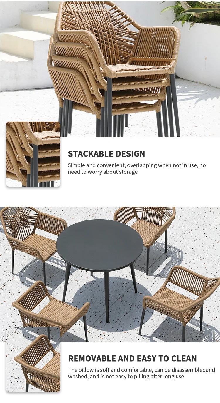 Rustaurant Outdoor Chairs And Table Aluminium Frame Waterproof Cushion Rattan Wicker Patio Garden Sets