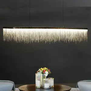 Creative Artistic Fringed Pendant Lighting Aluminum Chain Hotel Ceiling Modern Tassel Chandelier