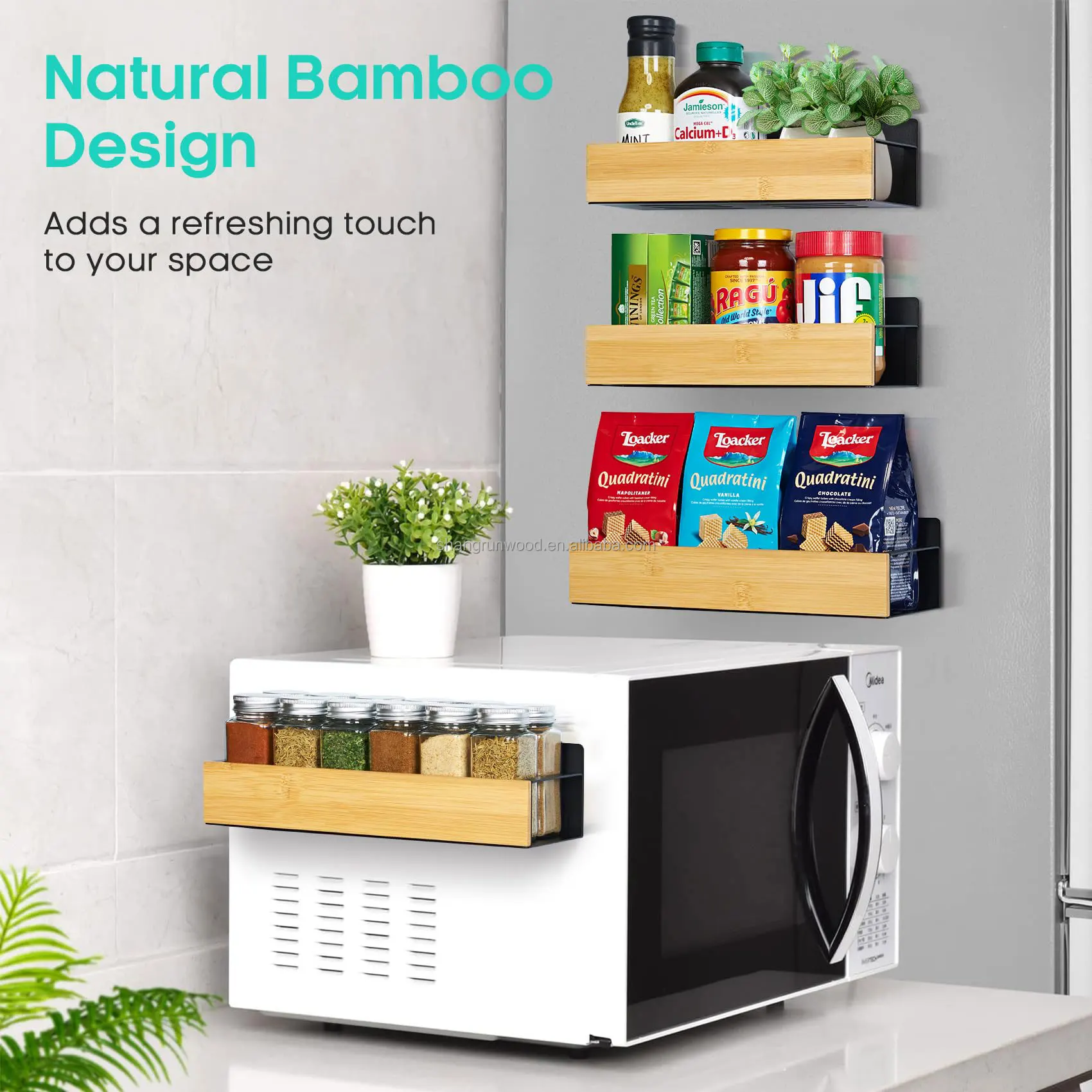 Kitchen Organizer Storage Wall-Mount Drain Rack Space Saving Kitchen Storage Magnetic Spice Racks for Refrigerator