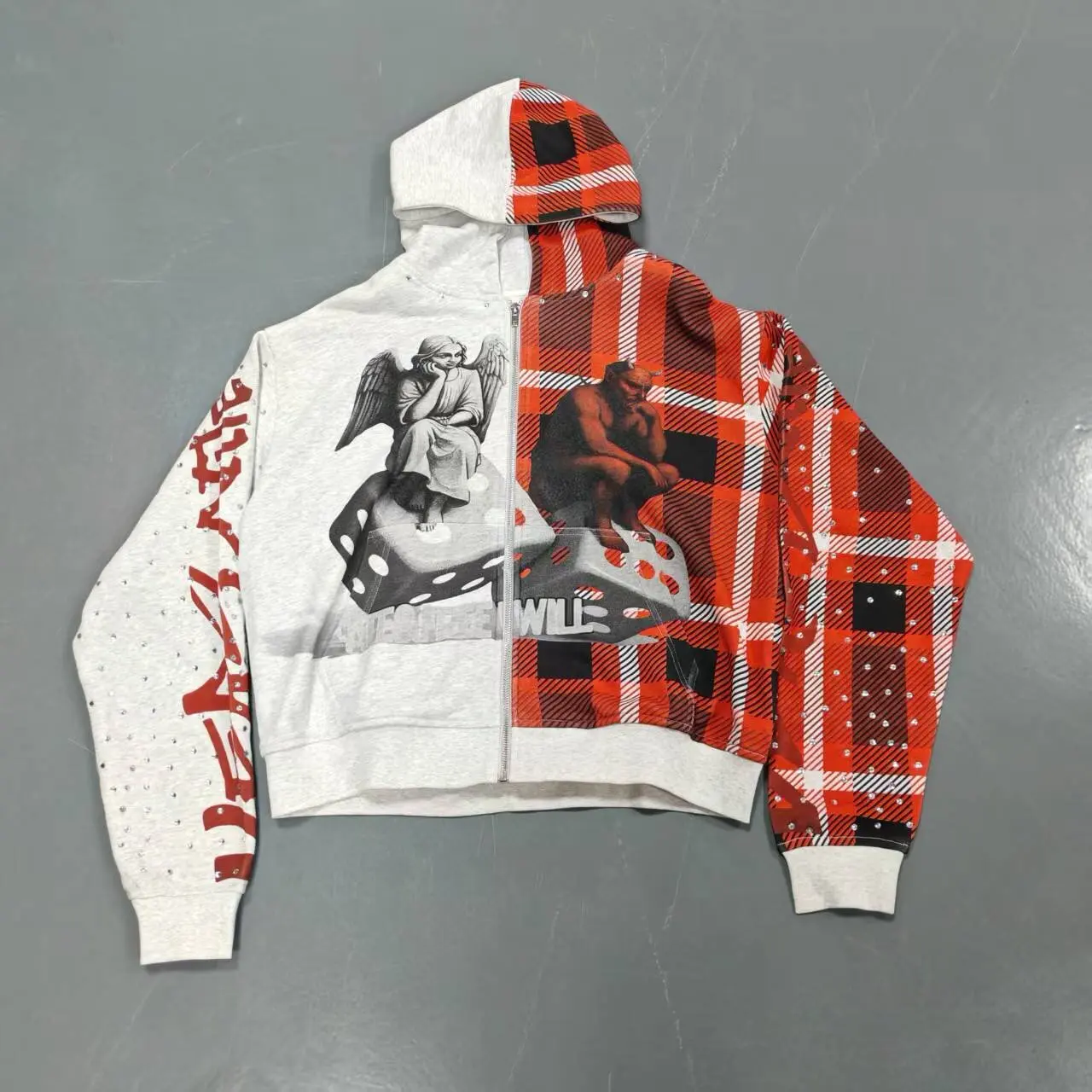 Custom 100% Cotton French Terry Fleece Embroidery Streetwear Rhinestone Vintage Sun Faded Acid Wash Zip up Hoodie