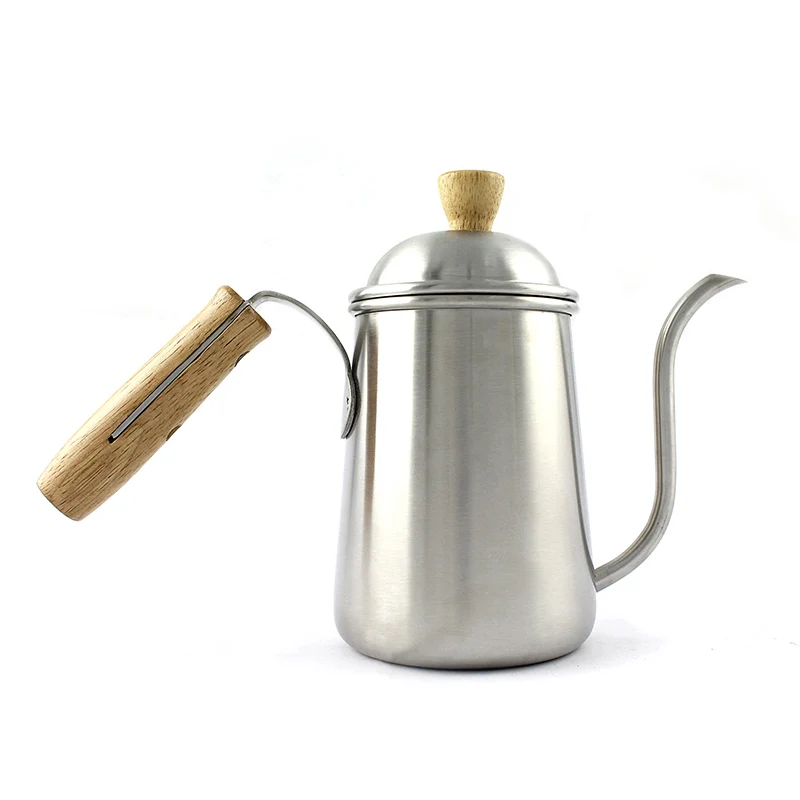 Stainless Steel Coffee Kettle With Wooden Handle 650ml