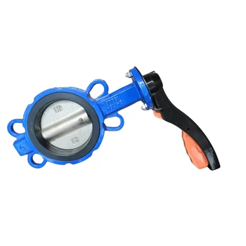 Ductile Cast Iron Wafer Type Butterfly Valve Split Body Full Lined Ptfe Seat