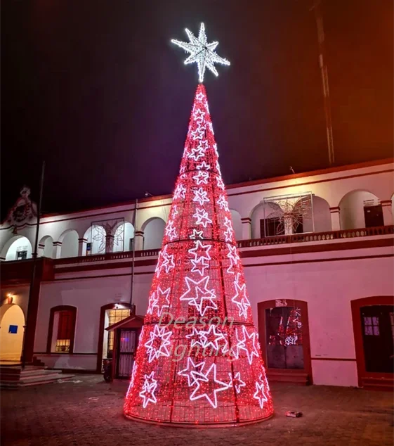 High Quality Luminous Custom Decorated Large Outdoor Outside Christmas Decorative Light up Big Artificial Christmas Tree
