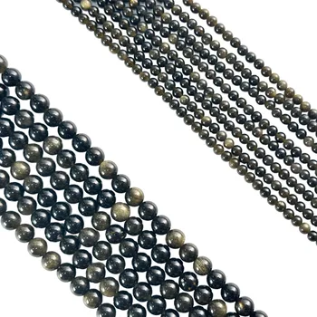 Bestselling Hot Item Boutique Trendsetter Round Beads Stone 4mm 6mm 8mm 10mm 12mm Golden Sheen Obsidian For Handcraft Designer