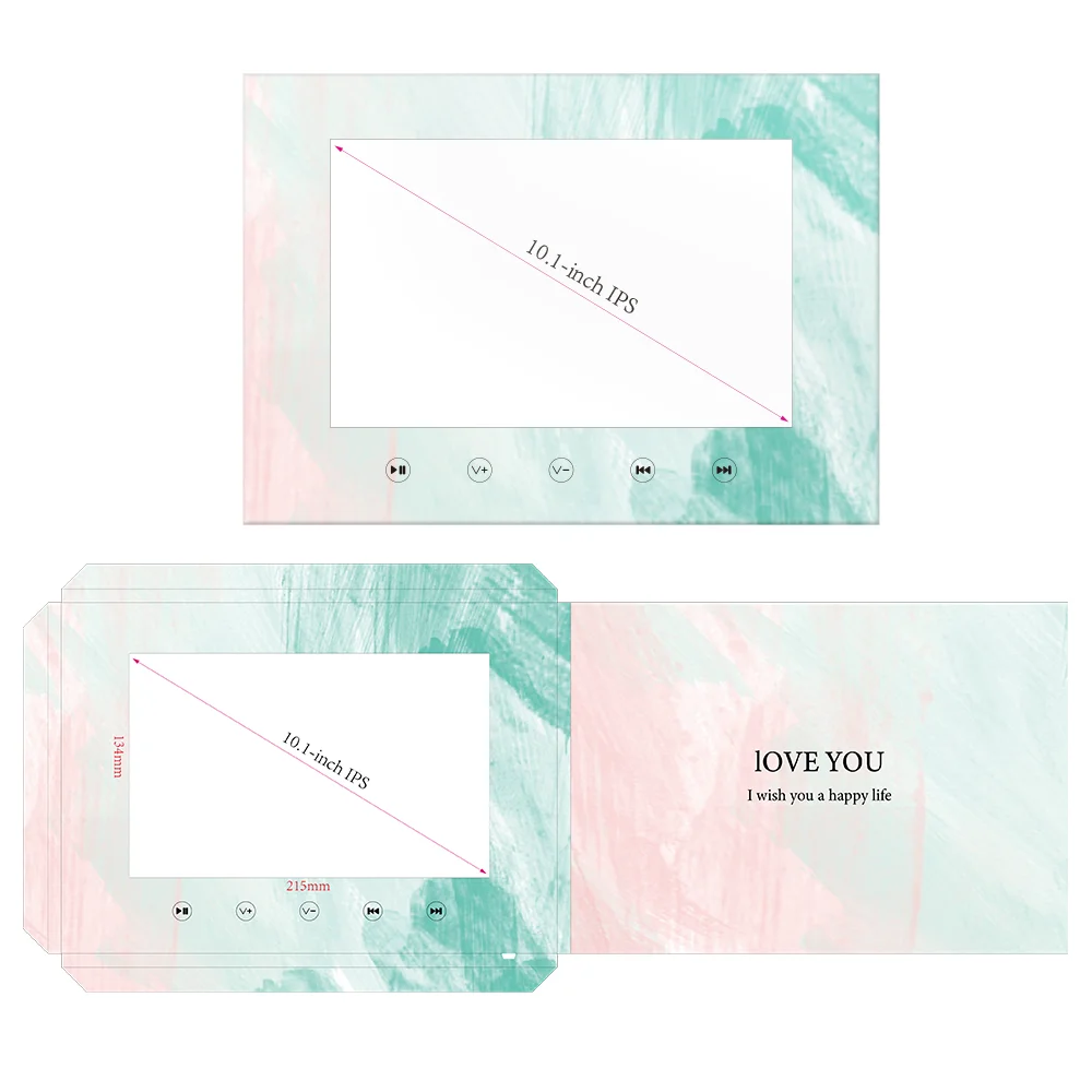 Customized Paper Card for Chinese Homemade Video Brochure 4.3 5 7 10 Inch Lcd Displays Video Card Invitation