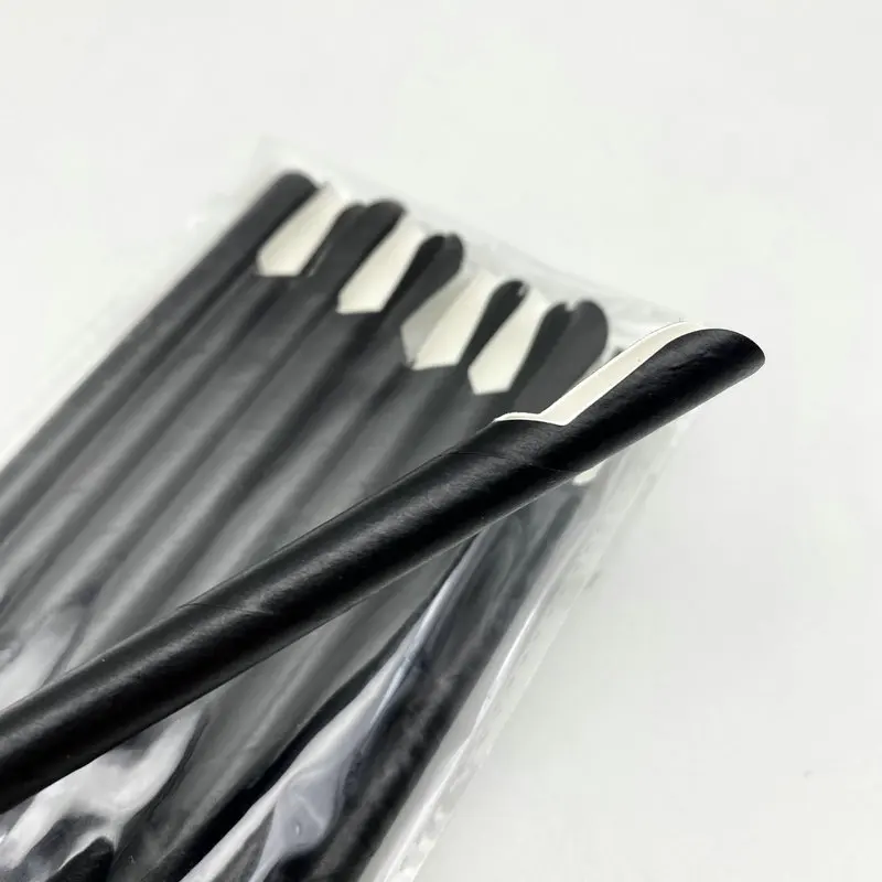 Экологически чистые трубки для напитков одноразовая Черная бумажная соломенная ложка