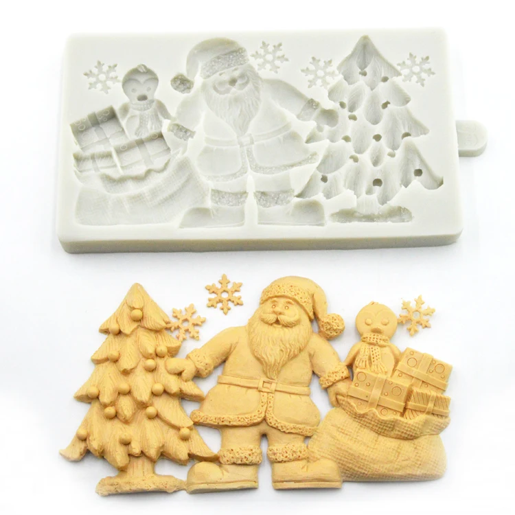 Christmas Tree Santa Snowflake Mould DIY Silicone Fondant Baking Decoration Tool Chocolate Mould Silicone Mould