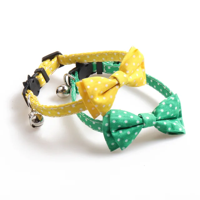 Wholesale Colorful Dotted Breakaway Safety Buckle Custom Cat Collar Elastic Cat Collars Cotton
