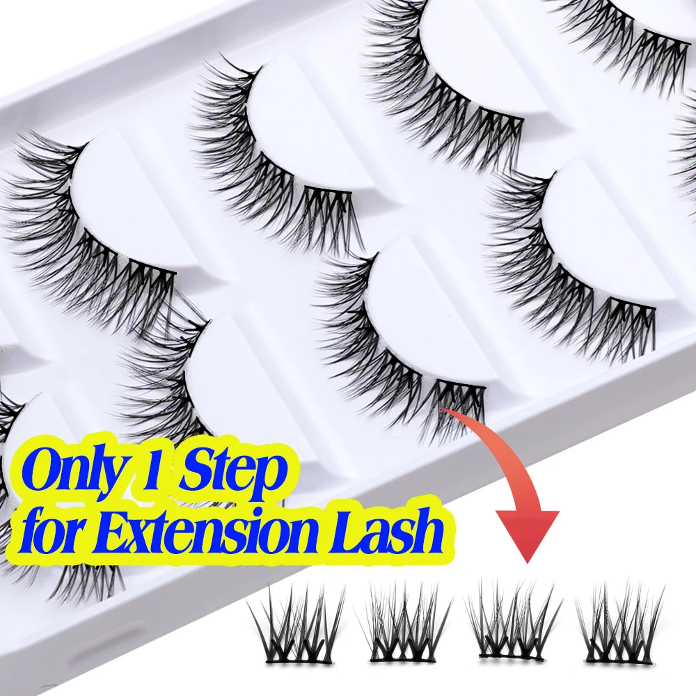 Eyelash Cluster Pre Glued Eye Lash Strips Box Packaging Cut Into Cluster Pre CutGlued Strip Lashes Kit
