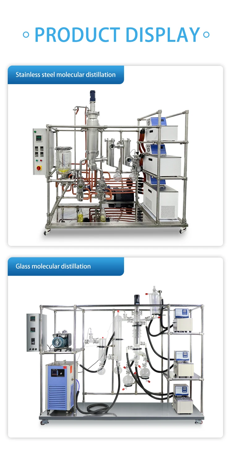 2 stage 0.5m2 continuous processing oil distillation equipment molecular distillation