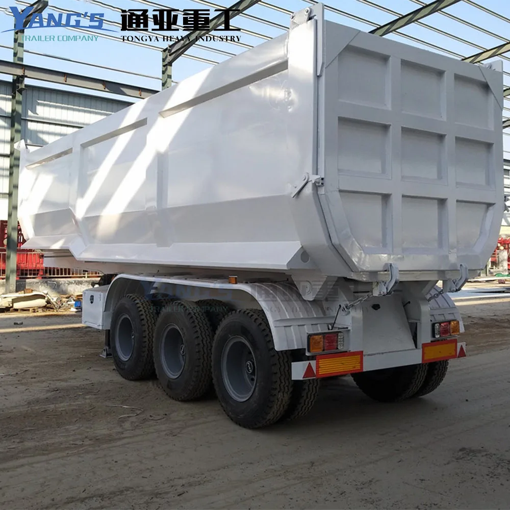 Tongya 3 Axles 4 Axles U Type Hydraulic Cylinder 50tons Rear Tipping Semi Truck Trailer 4 Axle 70t End Dump Trailer