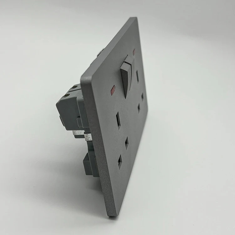 VNX Grey Color Box Electric Wall Socket 250V 13A Safe Copper ABS High Quality UK Standard Double Switched Double Socket Outlet