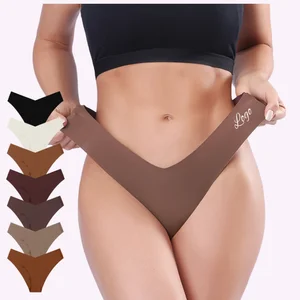 Customized logo Women Seamless Low Waist Thong Sexy Low Waist Everyday comfort Fit Panties Elastic Fabric Underwear for Female