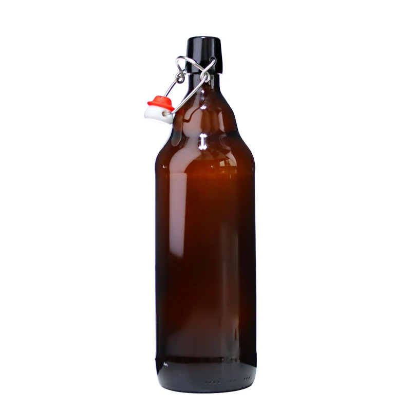 Großhandel 500ml 1000ml Wein Bier Bernsteinglas Schwingverschlussflaschen