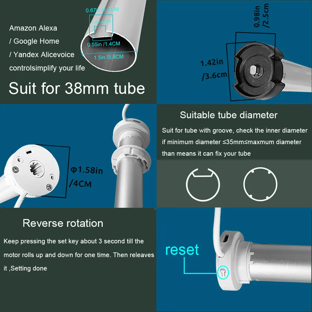 Lifelibero Tuya Home Smart Office Mini Curtain Control System 38mm Tube Automatic Roller Shutter Electronic Shade Motor Zebra