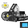 White-Headlamp + 3X18650 Batteries + USB Charging Cable