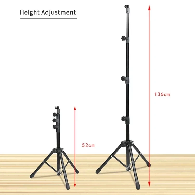 Trípode para tableta ajustable en altura, soporte de montaje giratorio 360 grados y soporte de suelo para dispositivos de 5-12,9 pulgadas