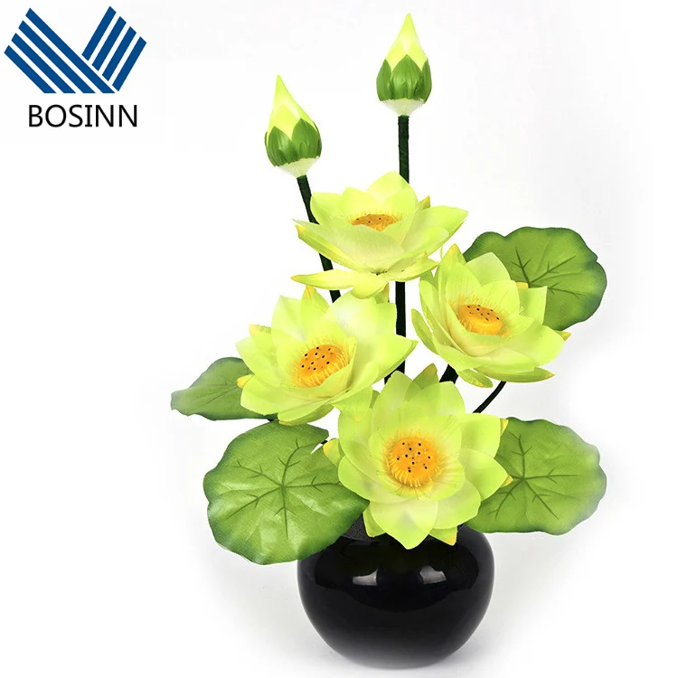 Glasfaser licht Lotus Pine Tree Simulation Blume Knstliche Pflanzen  beleuchtung Buddha Nacht lampe Lotus Flower Light