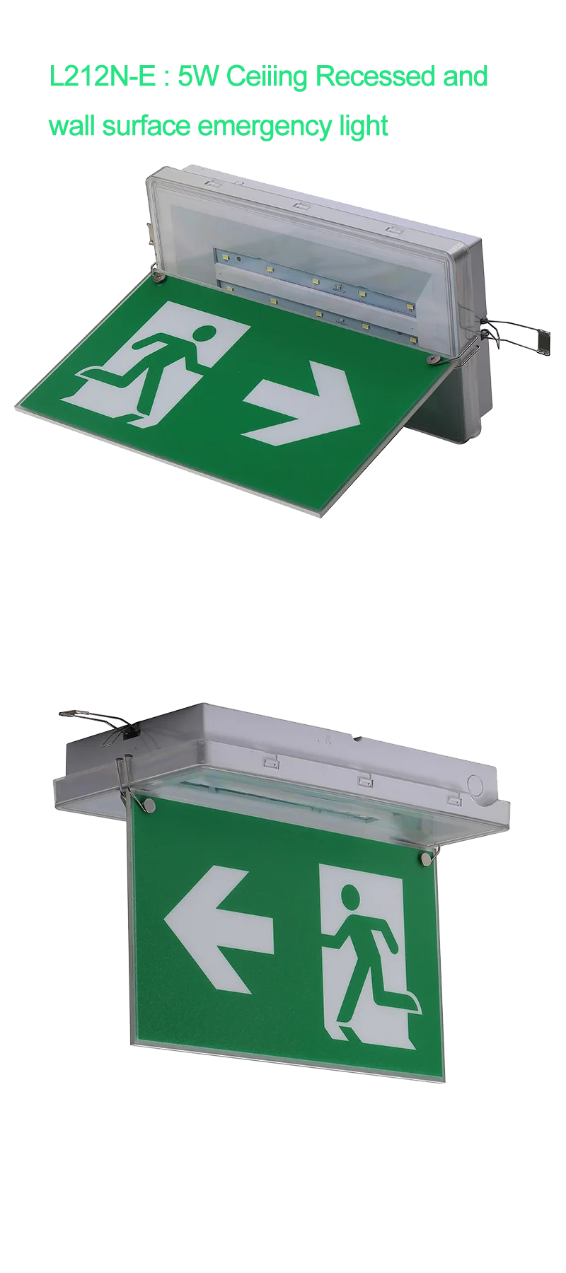 Bulkhead Including PVC Exit Slice  Big Size Factory Direct 5W LED Emergency IP65 Waterproof Ceiling Recessed Emergency LED Light