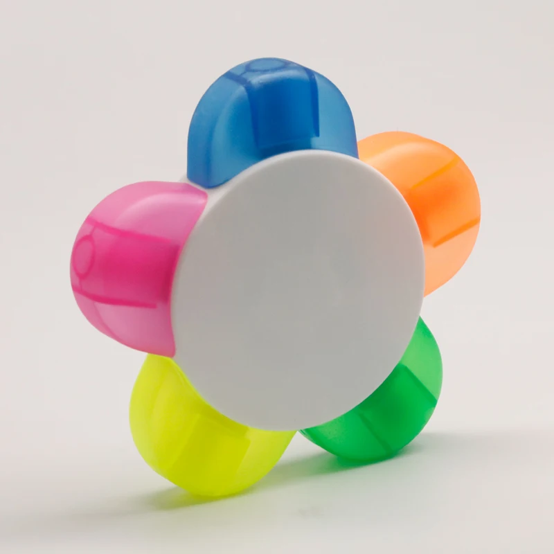 Пользовательский логотип 5 в 1 Пентаграмма форма Хайлайтер для рекламы подарок флуоресцентные чернила цветной с индивидуальным