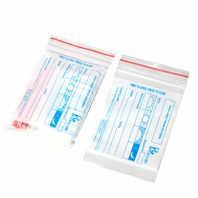 YURUI Hospital Clinics Plastic Drug Zipper Pouch Reclosable Medical Medicine Ziplock Pill Dispenser Bags