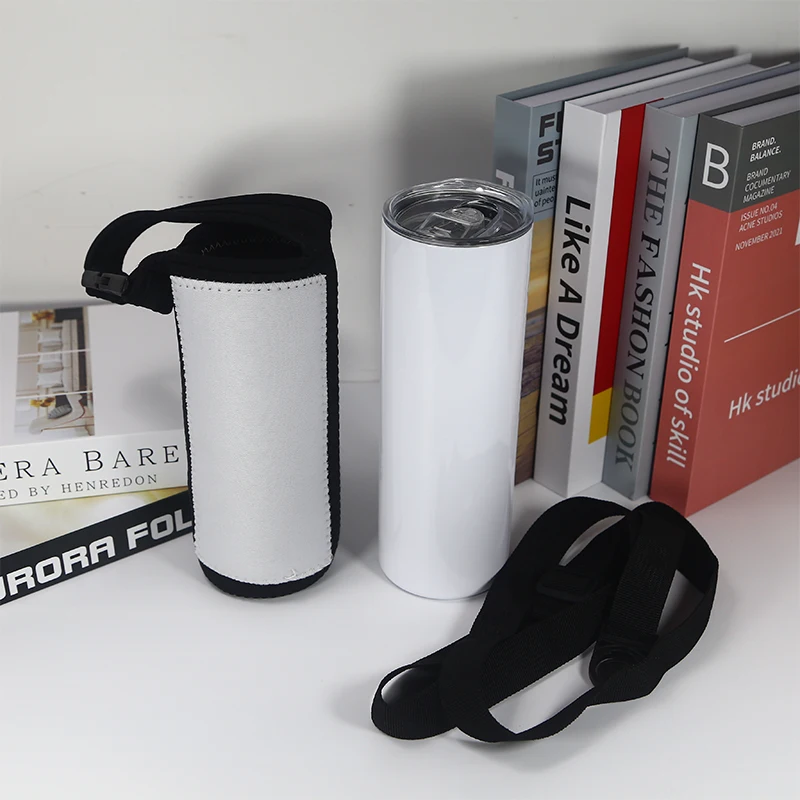 Factory Wholesale Sublimation White Neoprene 20oz Straight Tumbler Cooler With Black Handle