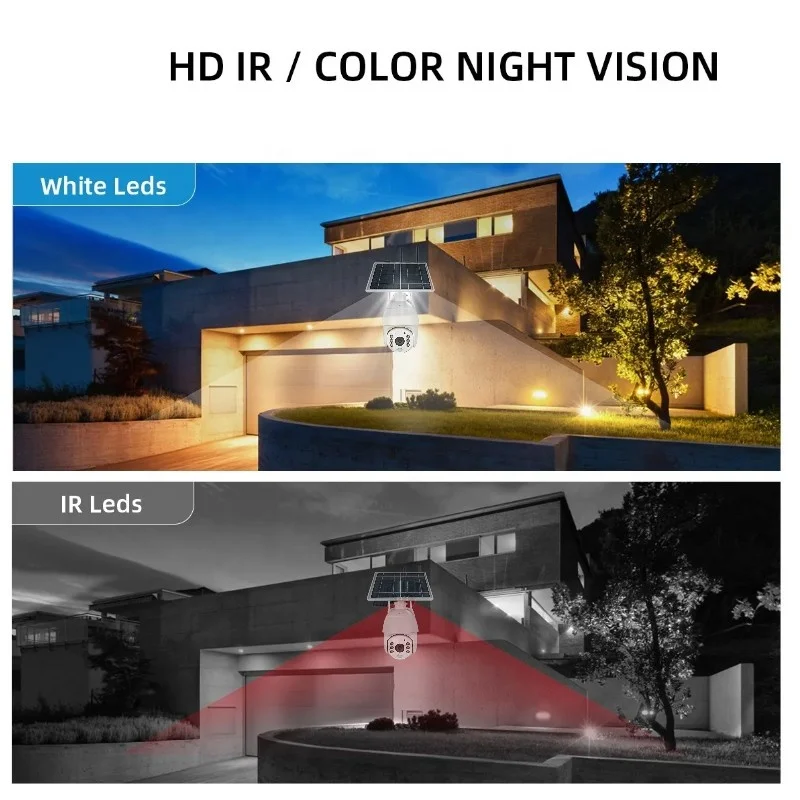 S10 Solar CCTV Camera WIFI PTZ with Night Vision 4G Color & PIR Human Motion Detection SIM Card Included