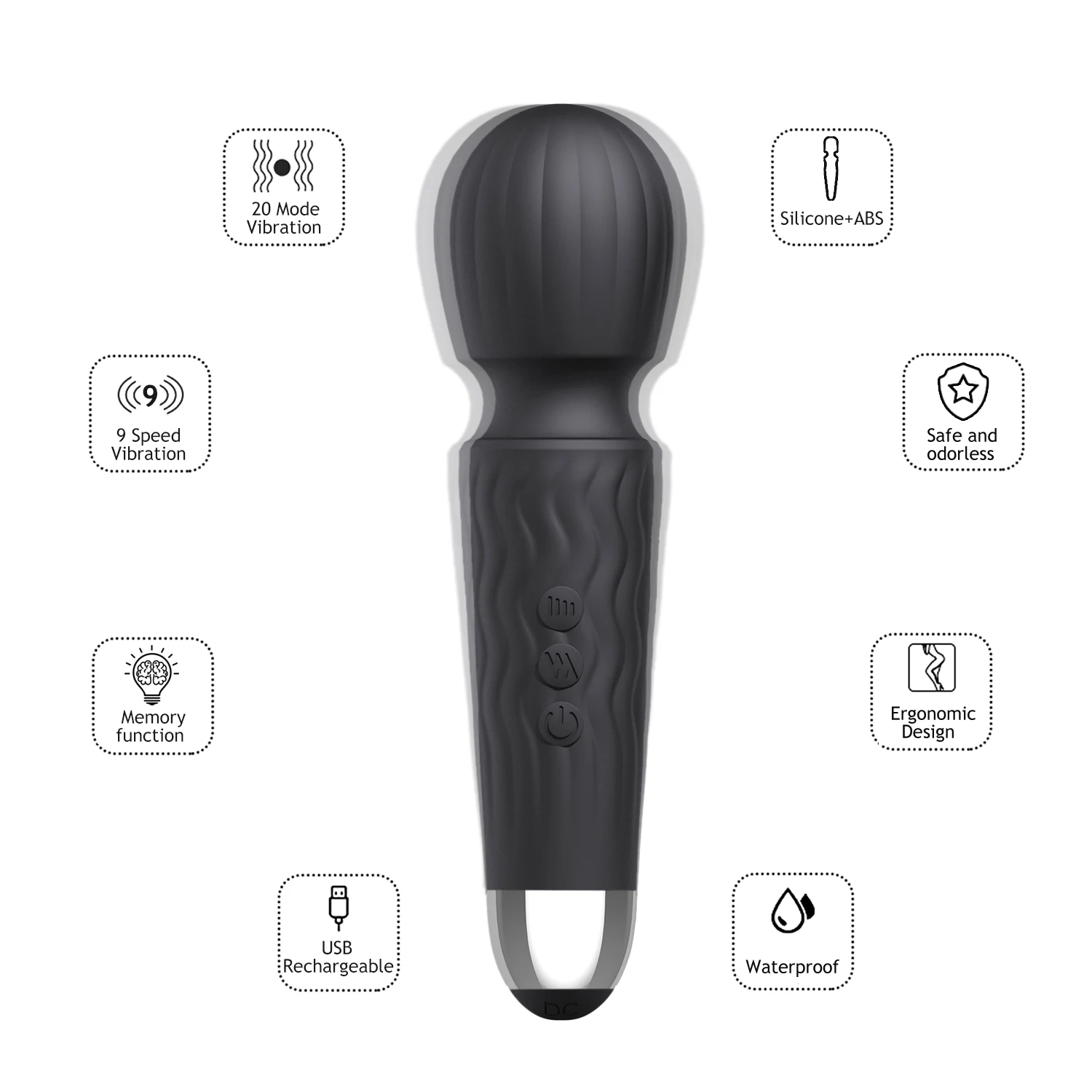 New Waterproof 20 Frequencies Memory Mini Av Stick Vibrator Massage Other Massager Products for Female