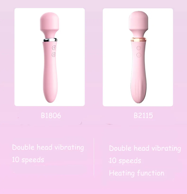 10 Modes Double Headed Dual Vibrating Av Wand Massager Heating  G Spot Clitoris Stimulator Vaginal Vibrator Sex Toys for Woman