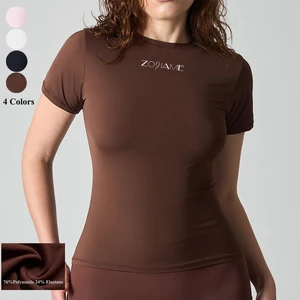 Custom Logo Single Layer 76%Polyamide 24%Elastane High Elasticity Round Neck Short Sleeve Casual T-Shirt