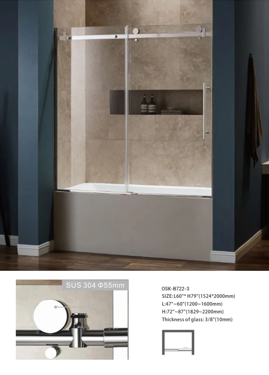 High quality hot selling sliding tempered bath screen shower door