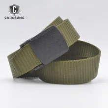 Carosung Custom Green Fabric Braided Nylon Men's Belt with Plastic Buckle Strong Outside Belt