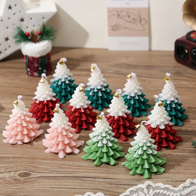 Winter Candle Christmas Tree Shape Scented Aroma Candle Ambiance Sensation Snowflake Christmas Modeling Gift Christmas Candle