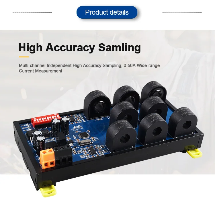 product huaqingjun 8 channel rs485 ac current transformer detection 0 50a module modbus rtu communication data acquisition-3