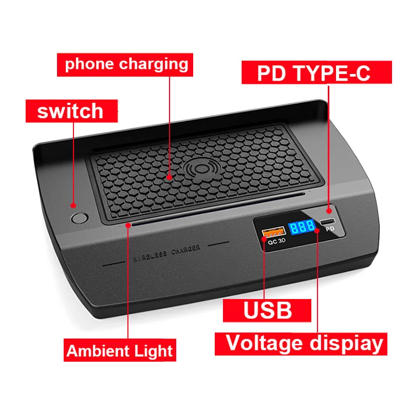 Vtear Car QI Wireless Charger for Honda Civic 10th 15W Fast Charging