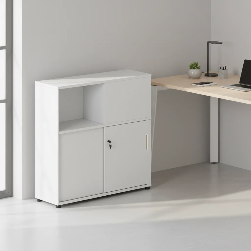 Compact Single Sliding Door Filing Cabinet Storage Solution Solid Wood Eco-Friendly Large Capacity Home Office Organization 4