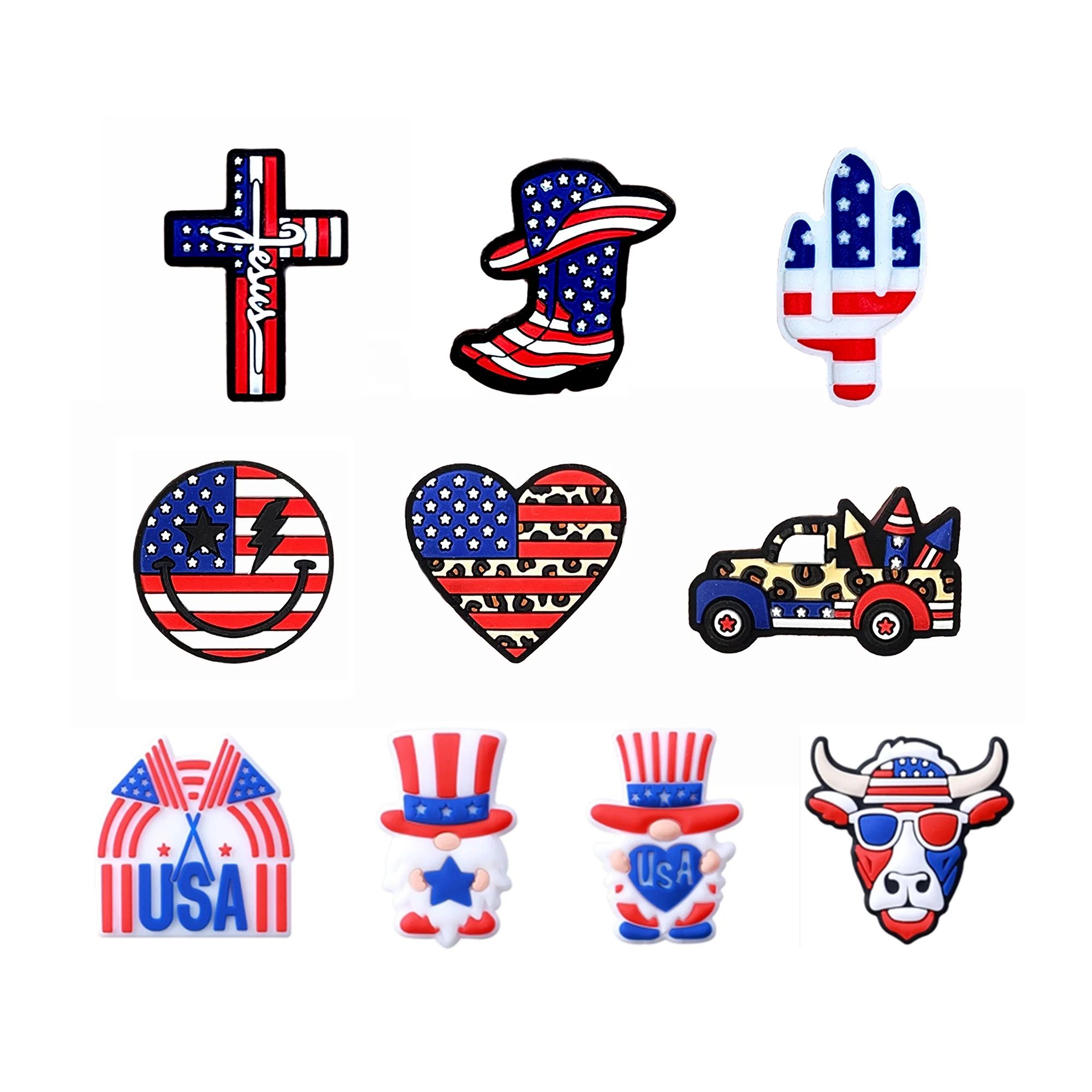 Popular Design DIY String Pen Keychain Necklace Accessories Usa Series New Focal Silicone Beads