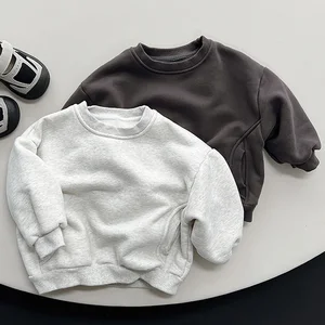 Custom Spring Outfit Unisex Baby Toddler Crewneck Pullover Sweatshirt with Pockets Boys Sweatshirts Clothes for Kids