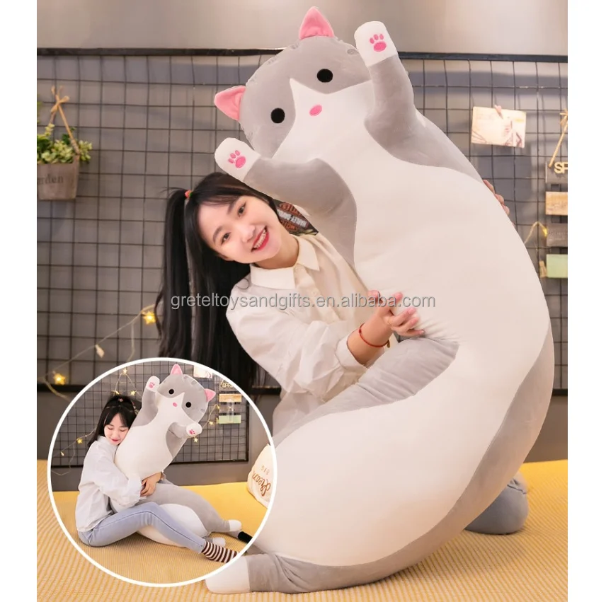 Langes Katzen-Kissen – Superweiches Plüschtier Zum Kuscheln & Schlafen | Perfektes Geschenk Für Kinder & Freundinnen