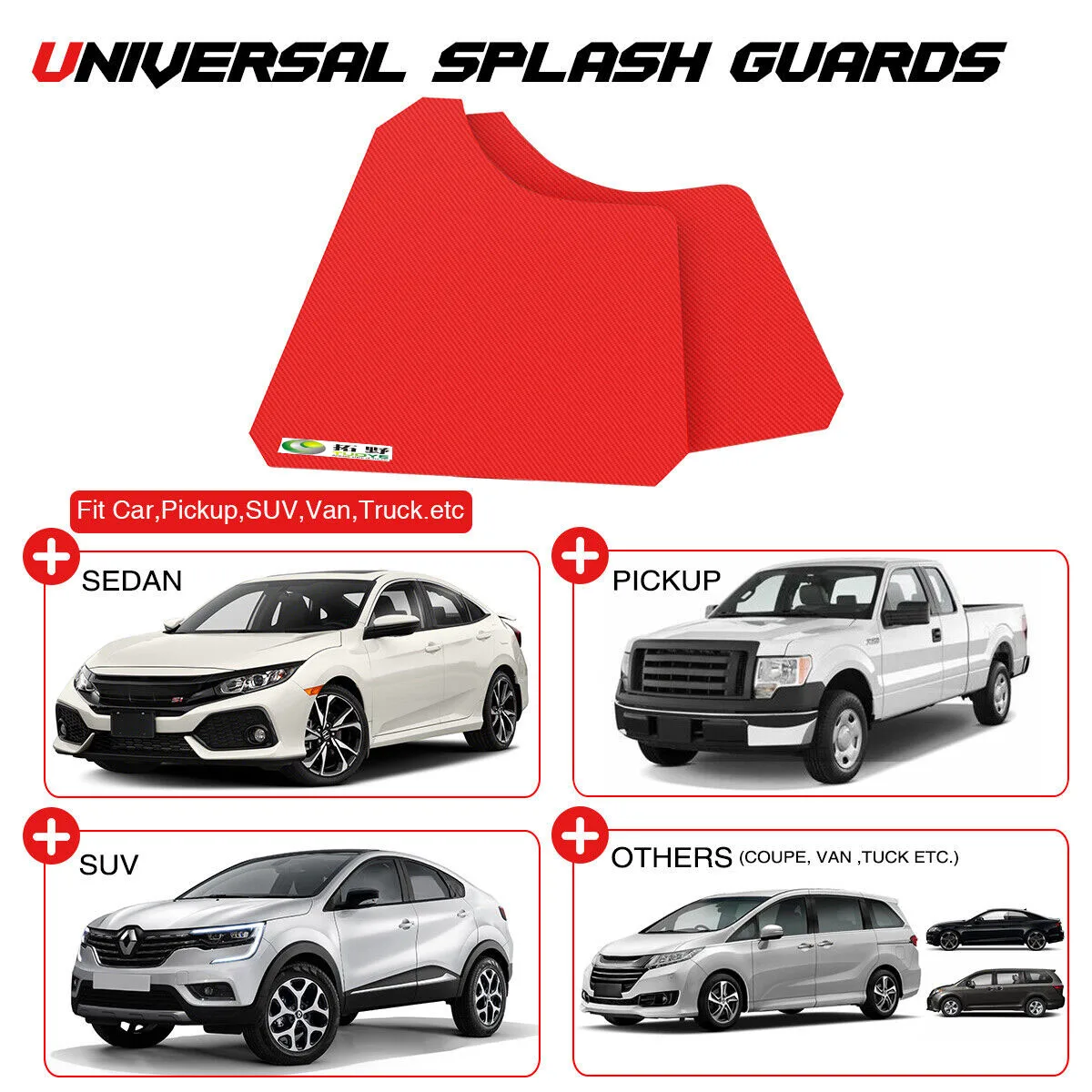 Mudflaps 4PCS Red Universal Splash Guards Mudguard for Ford F-150 250 Car Pick Truck Mud Guard Auto Mud Flaps