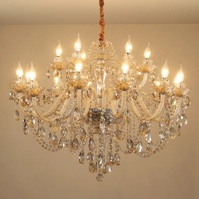 JYLIGHTING Creative elegant texture European classic retro romantic cognac living room dining room candle glass crystal chandelier