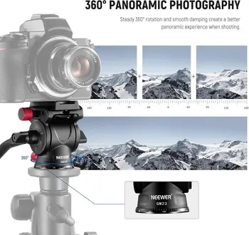 NEEWER Fluid Tripod Head with Handle & Arca Type Quick Release, Aluminum Alloy Panorama Drag Pan Tilt Head with 43mm Scaled detail image