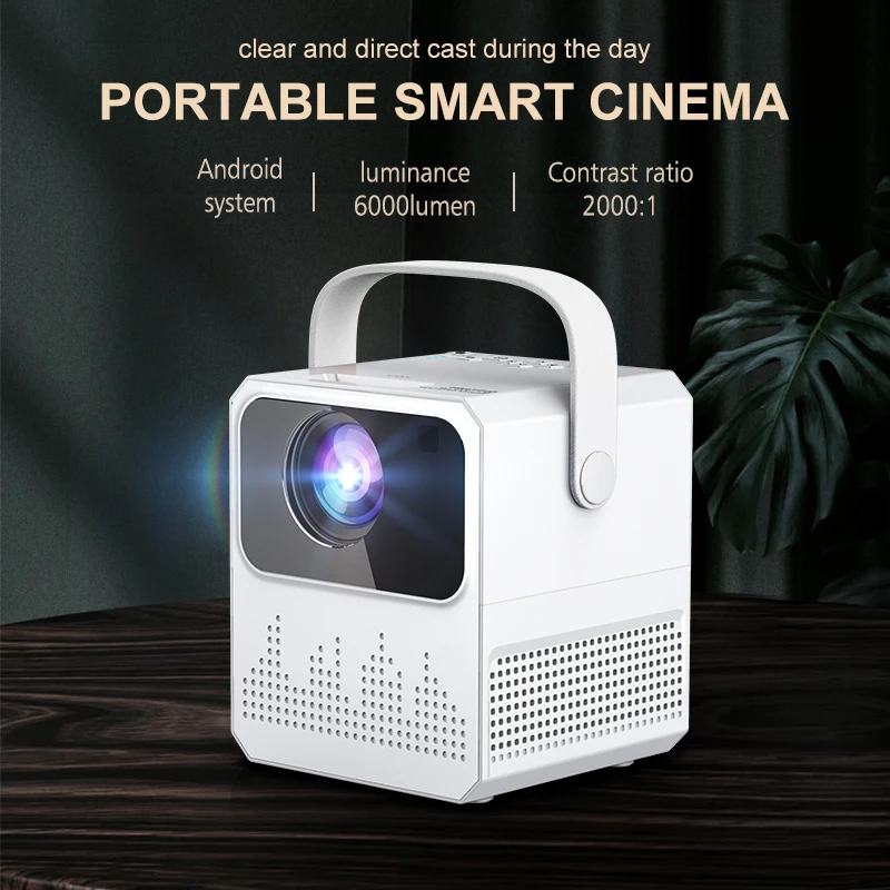 T2 Mini Projector LED Full HD 1080p 4K Smart Android 9.0 Wifi BT Quad Core Portable Projector for Home Theater/Outdoor/Meeting