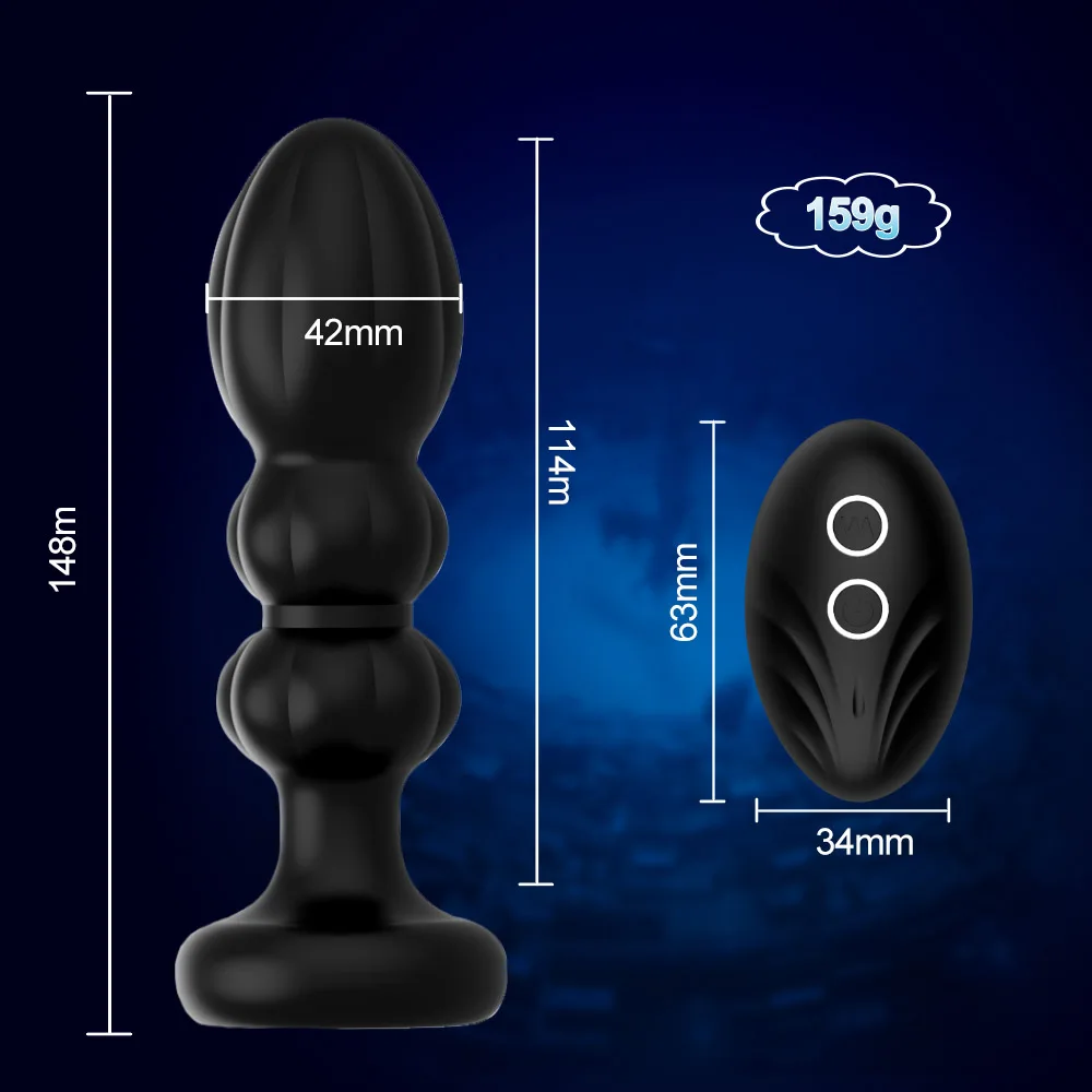 Remote Control Anal Plug Silicone Thrusting Butt Plug 5 Modes Vibration