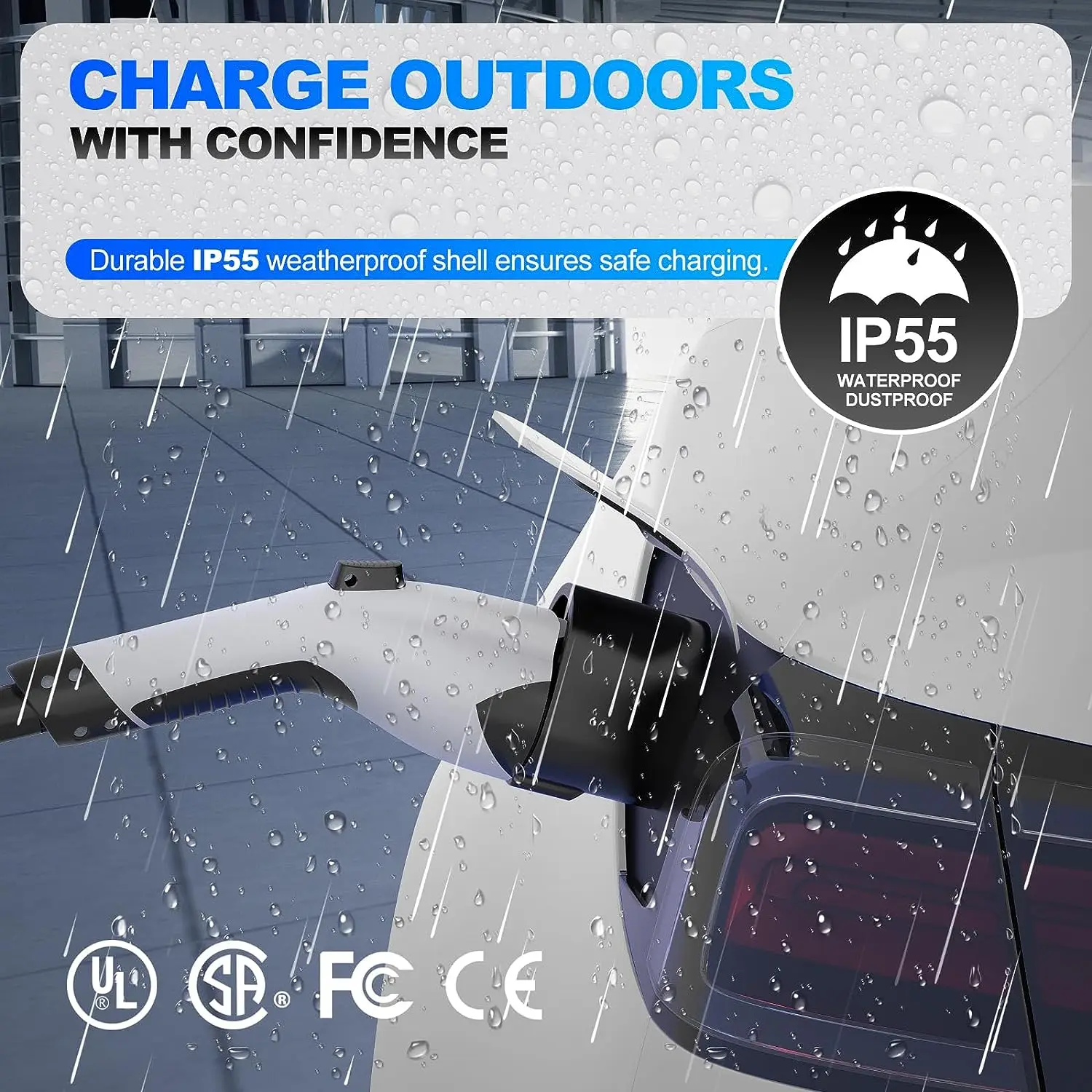 EVDANCE J1772 Type 1 Plug to TSL 80A Fast TPC Charging Adapter AC Charger Converter External EV Connector with for tesla